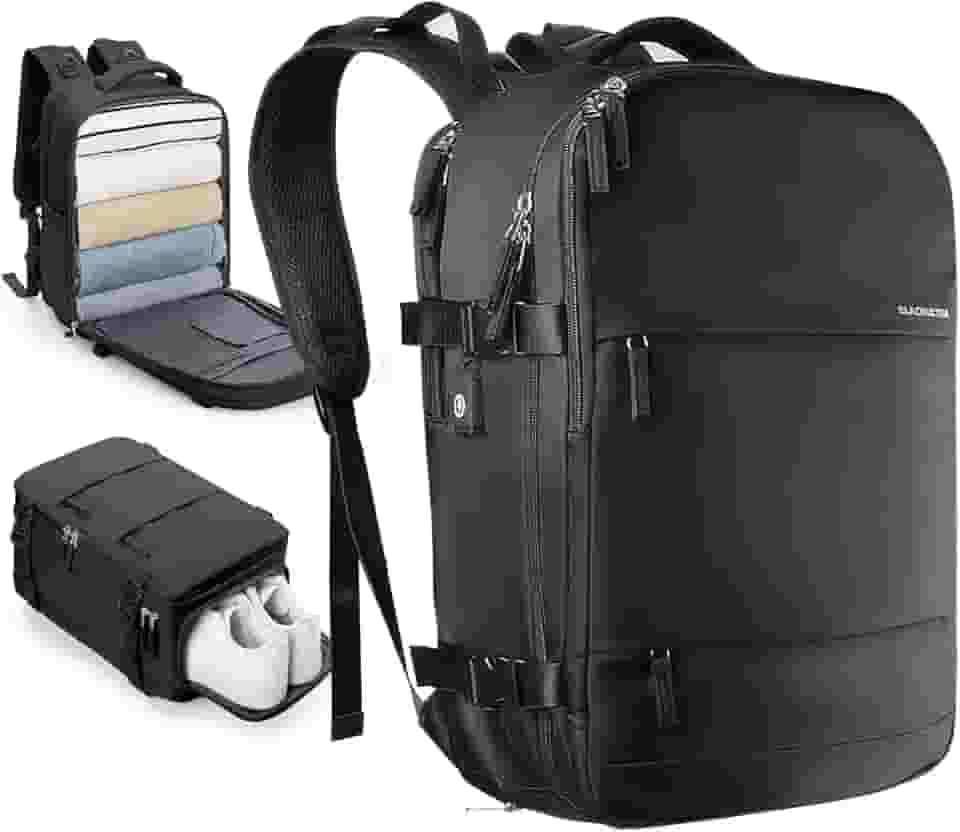 Mochila para Laptop 15,6' com Porta USB, Aprovada para Avião, Leve e Resistente, Ideal para Faculdade, Trabalho, Negócios e Viagem, Mochila Unissex, Com Compartimentos, Preto