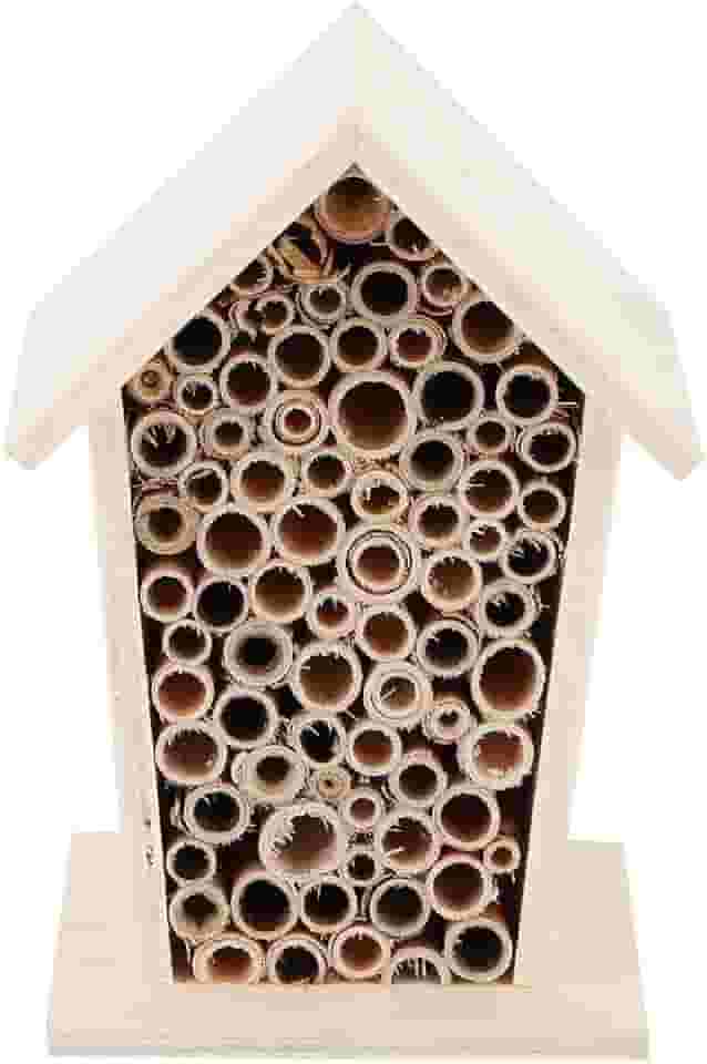 Inseto de madeira e casa de insetos casa de inseto de madeira natural jardim bug hotel caixa de nidificação de abelha com canais tubulares para decoração de varanda de pátio de jardim ao ar livre