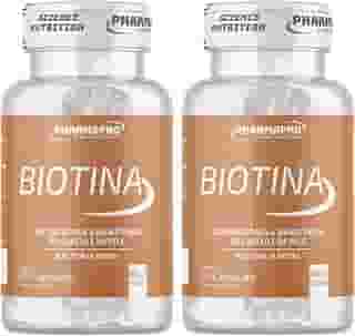 Kit 2x Biotina Pura 60 Capsulas Vitamina B7 Cabelo Pele Unha Vitamina Para Homens e Mulheres Firmeza Importada Original