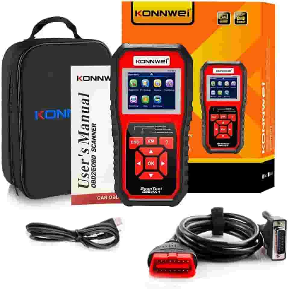 FINYQBET Scanner Automotivo KW850 OBDII/EOBD - Leitor de Códigos e Diagnóstico para Carros (1996+), 10 Modos, 8 Idiomas, Compatível com Gasolina/Diesel/Híbridos, Ideal para Mecânicos, Entusiastas