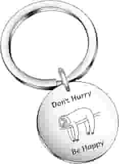 Chaveiro com pingente de preguiça animal, presente para amantes da preguiça, presente de Natal, Chaveiro Don't Hurry Be Happy, General