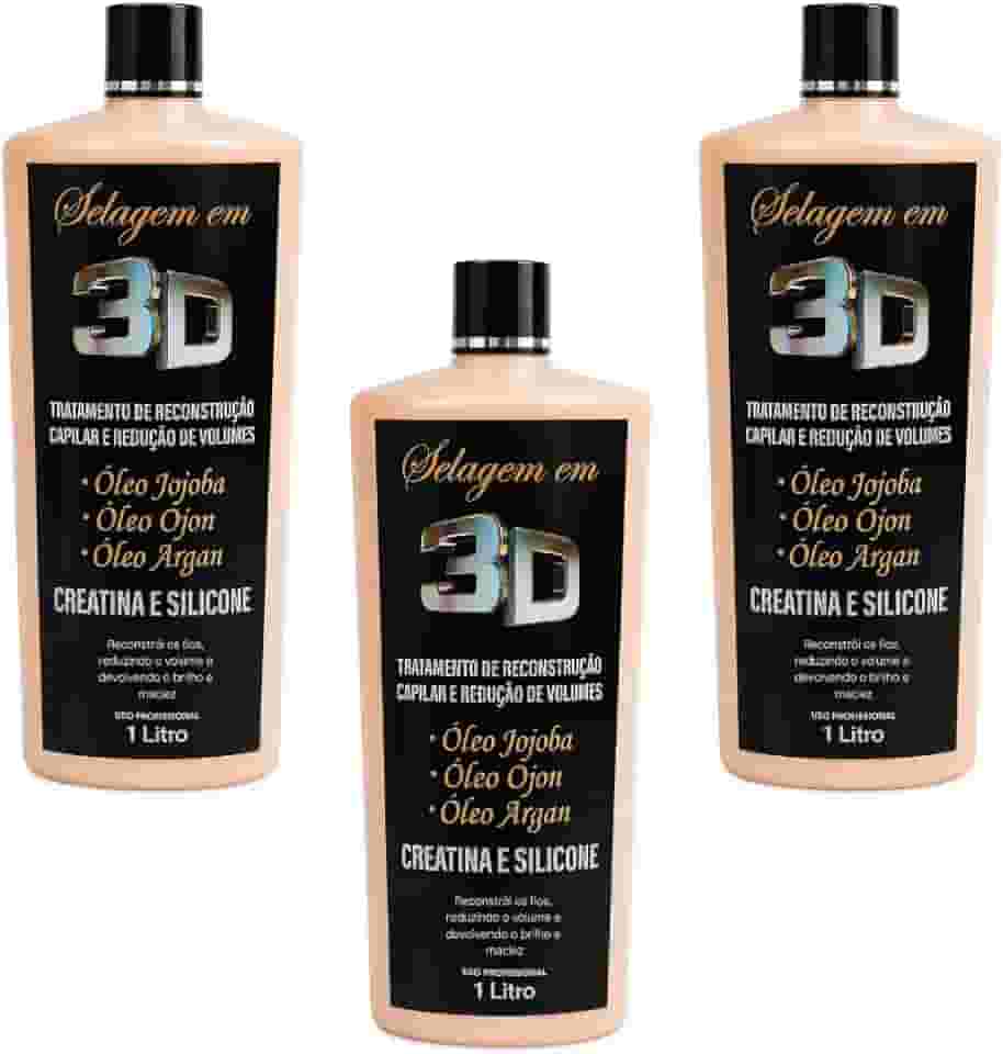 Selagem 3D Profissional – Kit 3×1000 ml | alinhamento dos fios, hidratação e brilho