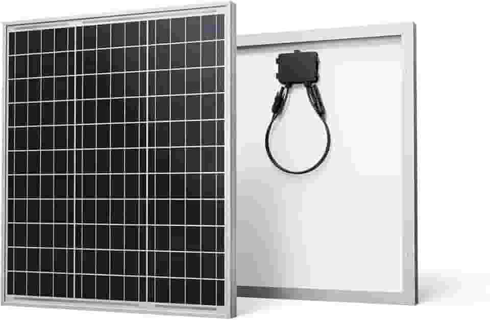 Renogy Painel solar de 50 watts 12 volts, painel solar monocristalino de alta eficiência 50W carregador de energia para bateria de fazenda de telhado marítimo RV e outras aplicações fora da rede