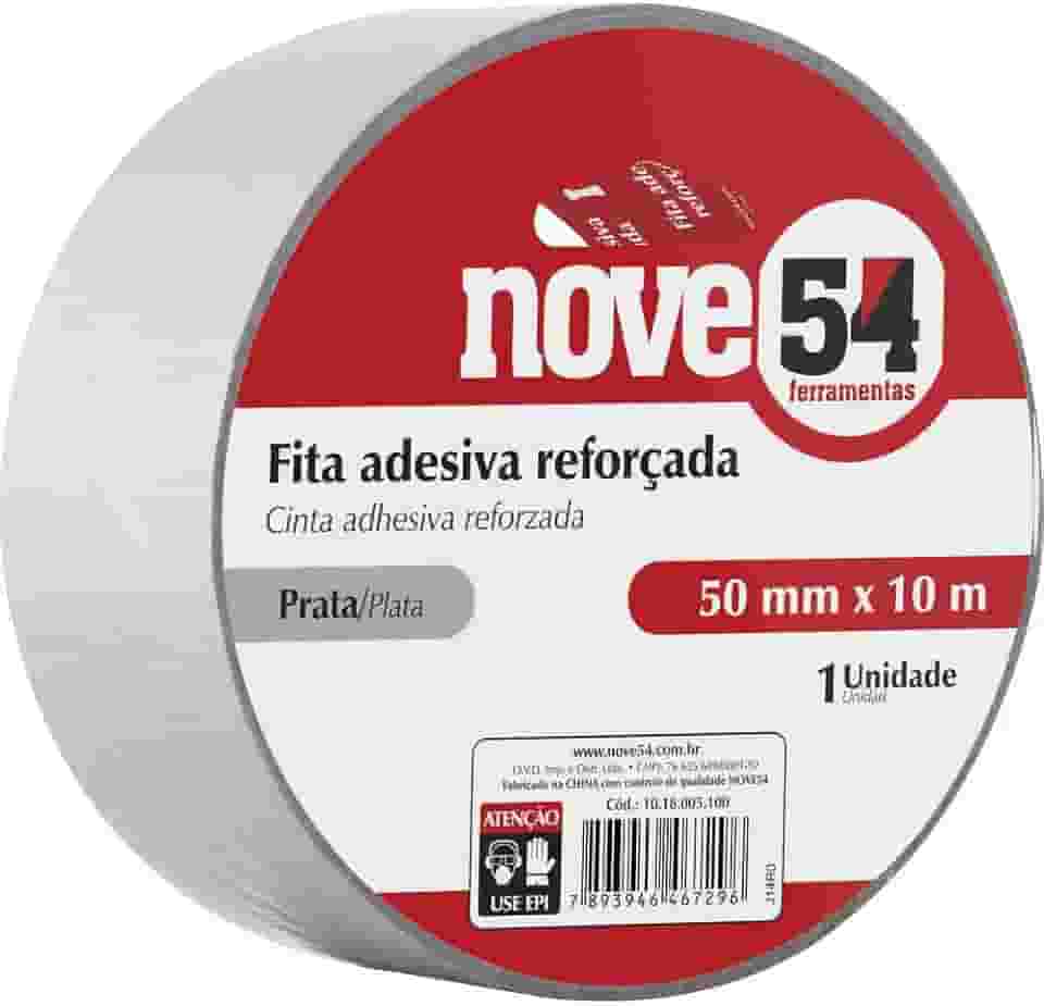 Nove54, Fita Adesiva Reforçada, 50 Mm X 25 M Prata.