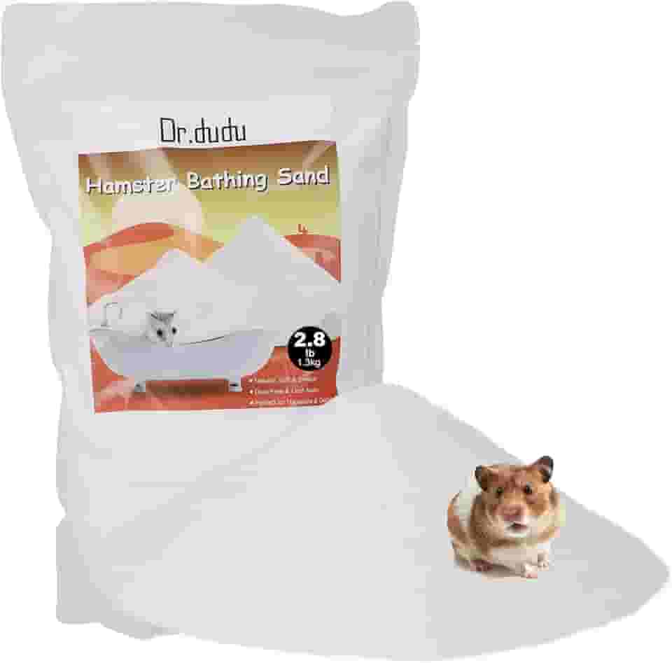DR.DUDU Areia de banho para hamster, 1,3 kg, livre de poeira, areia do deserto ou areia de vaso sanitário para hamster, chinchilas, gerbil, camundongos sírios, pequenos animais (branco)