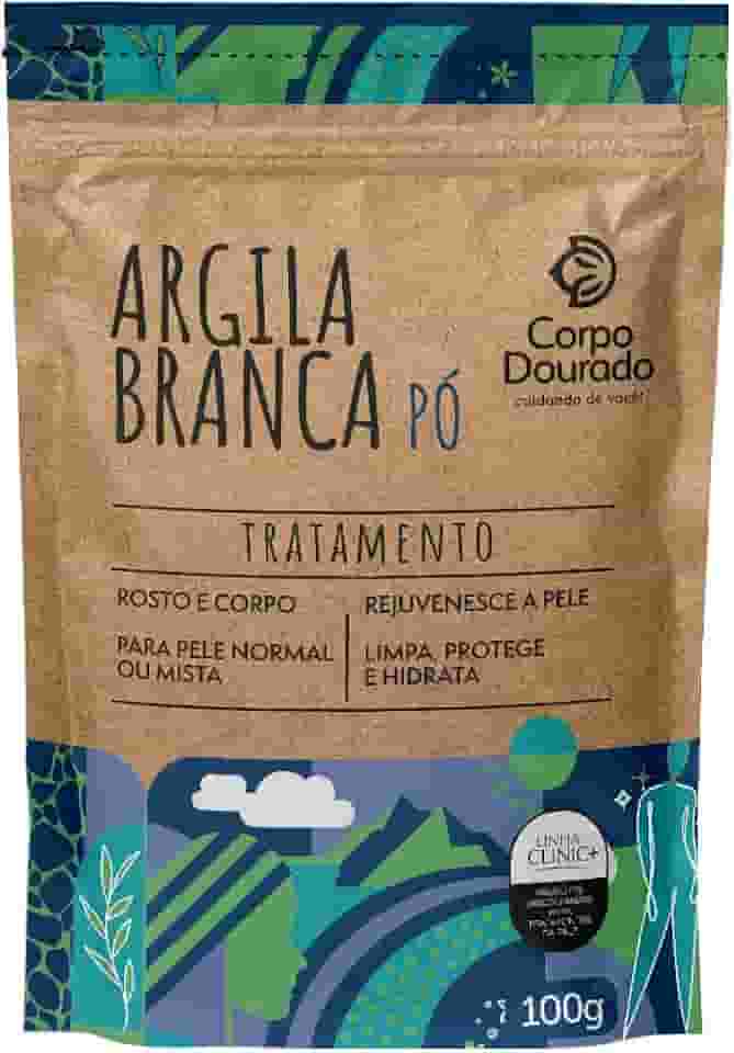 Corpo Dourado Argila Branca em Pó | Clareamento e suavização da pele | 100g