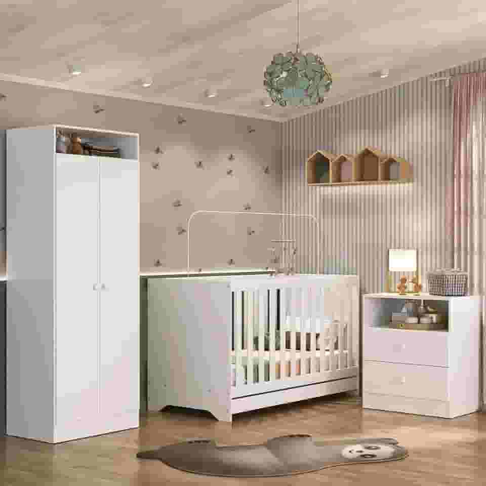 Quarto Infantil Completo Encanto Multimóveis Branco com Colchão Incluso – 3 Anos de Garantia Estrutural