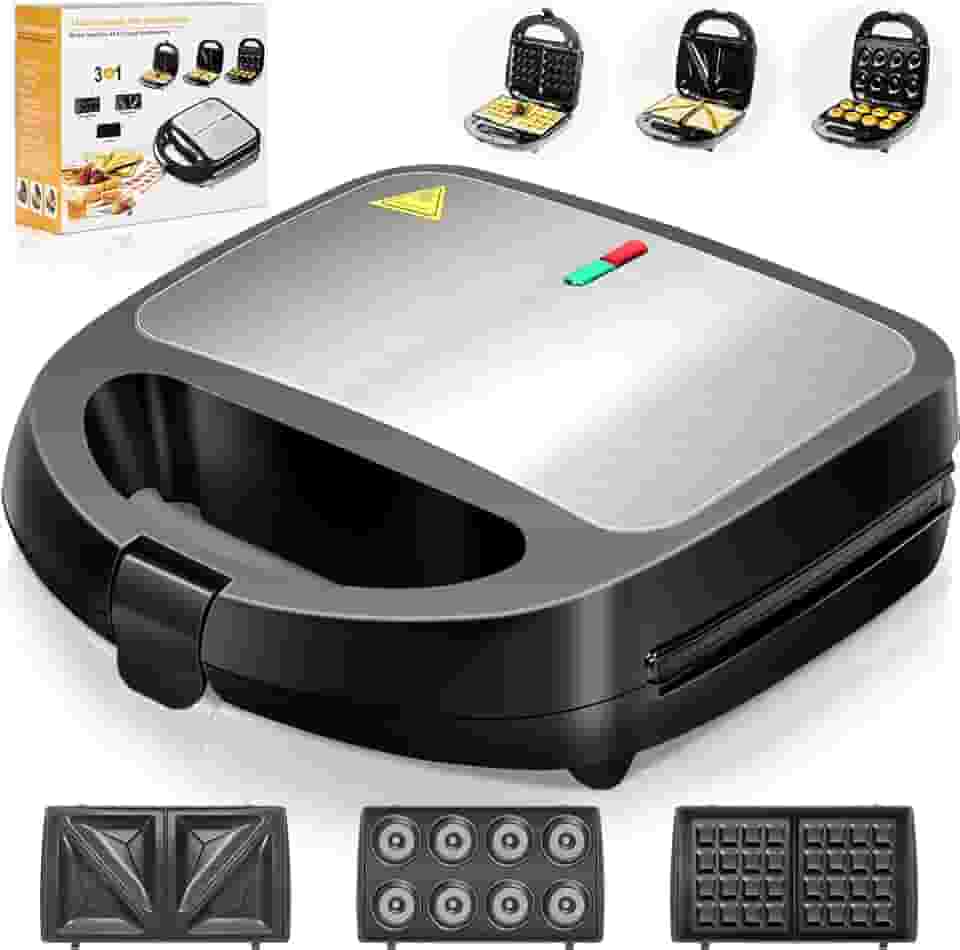 Huralay Sanduicheira 3 EM 1, 750W, Preta, Multifuncional, Removível, 110v