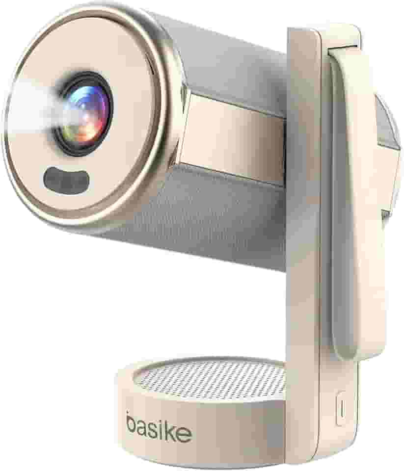 Basike Projetor portatil, Projetor Inteligente Full HD 1080P 15000 Lumens, 2.4G+5G+WIFI 6 Android 12, Bluetooth 5.4, Suporte 4K e Montagem 180° -Cinema Portátil para Casa, Sala de Aula e Reuniões