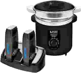 Termocera Panela Depilação 400g c/Refil + Base Dupla c/ 2 Rollon Preto Mega Bell