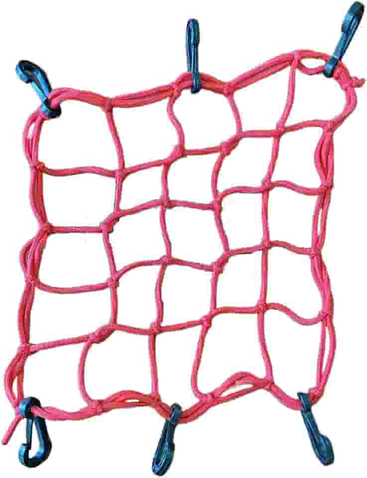 Rede Elástica Moto e Bike Bagageiro Aranha Redinha 35x35 TOK ELÁSTICOS (VERMELHA) Para Levar Capacete e Outros Objetos Na Garupa da Moto E Bike