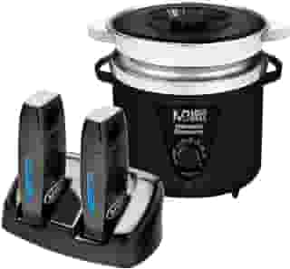 Termocera Panela Depilação 900g c/Refil + Base Dupla c/ 2 Rollon Preto Mega Bell