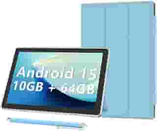 Tablet Android 15 de 10 polegadas com capa, 10 GB de RAM + 64 GB de ROM (expandir para 1 TB), tablets com processador Quad Core, 5G WiFi 6, BT5.0, tela HD de 1280 x 800, 6000 mAh, câmera dupla, GMS