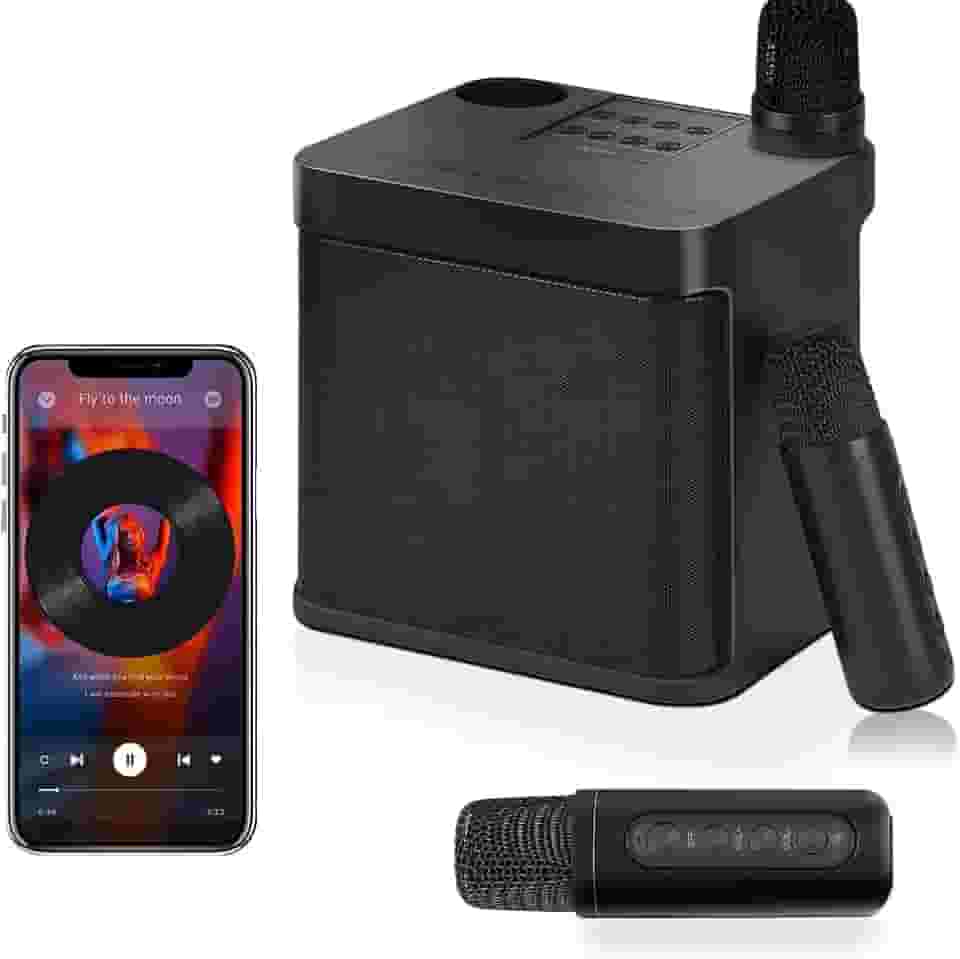 Elyblo Karaoke, Caixa de Som com Microfone, Karaoke com 2 Microfone Pontuação, Caixa de Som Karaoke 2 Microfone, Caixinha de Som com Microfone, 5 Horas, 110V, 220V