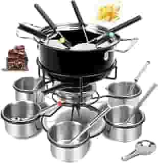 Pearpot Conjunto de Fondue, 19 Peças, Aço Inoxidável, Preto, Para 6 Pessoas
