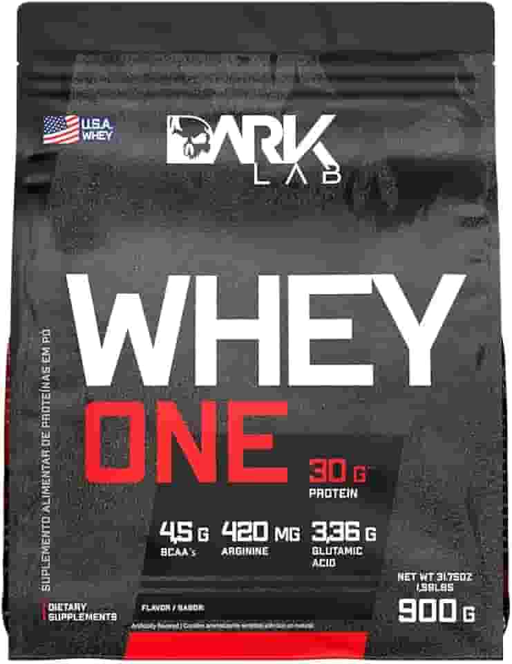 Whey One Concentrado Dark Lab Refil 900g, Morango, Ganho de Massa Muscular