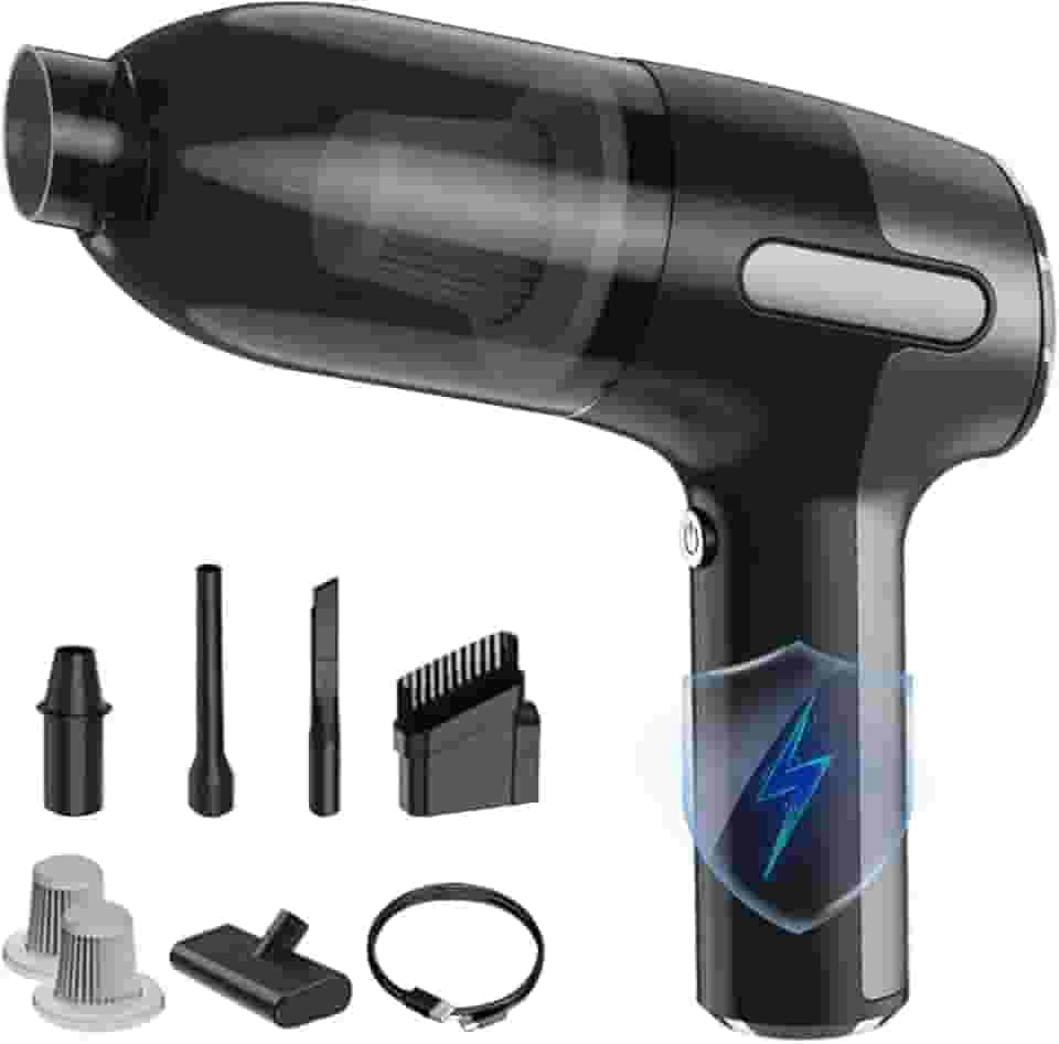 2 em 1 Aspirador de Pó e Espanador de Ar Comprimido Portátil, Ideal para Limpeza de PC, Teclado, Piano, Carro e Casa - Alta Sucção e Multifuncionalidade