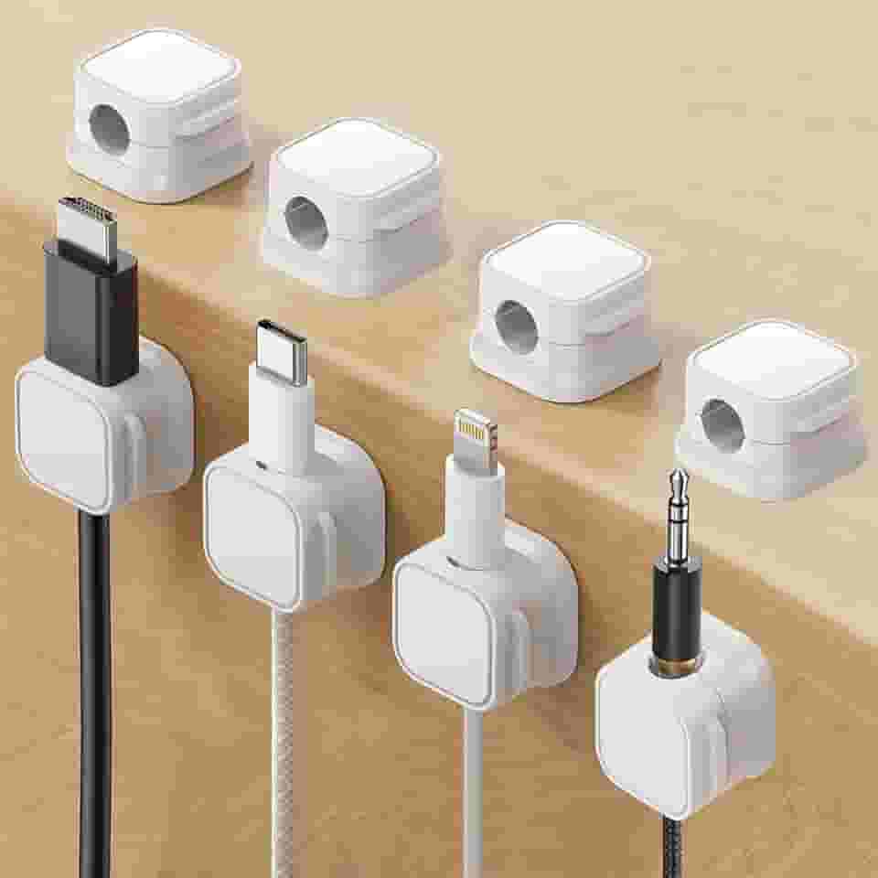 Clipes para cabos, organizador de cabos magnéticos [pacote com 8], gerenciamento de cabos sob a mesa, clipes de fio adesivos, acessórios de mesa de escritório para casa, mesa, parede, mesa de