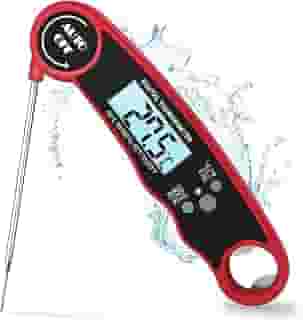 Termômetro de Carne Termômetro de Cozinha Digital de Leitura Instantânea para BBQ, Luz de Fundo LED, Desligamento Automático, Sonda Dobrável de 11CM 180°Abridor de Garrafas Embutido & Ímã de Geladeira