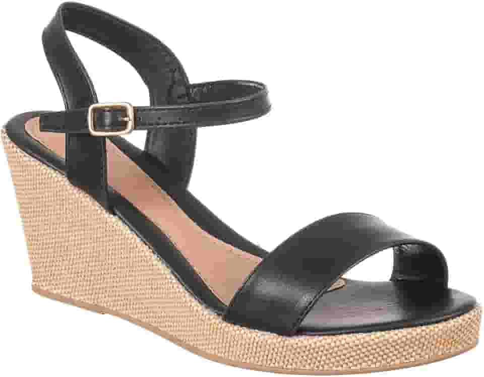 Sandália Anabela Feminina Salto Alto Corda Detalhes Bloco Plataforma Nude