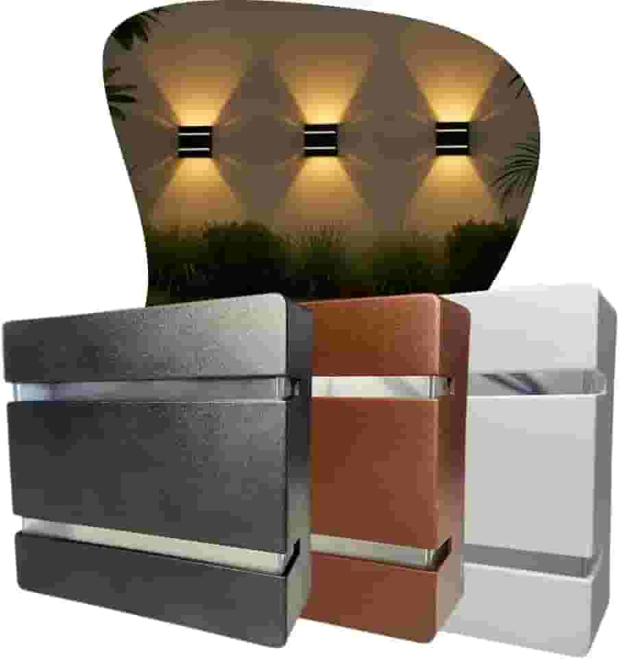 KIT 4 Luminárias Externas slim 2 frisos arandela moderna parede |DEPARTAMENT STORE (PRETO)