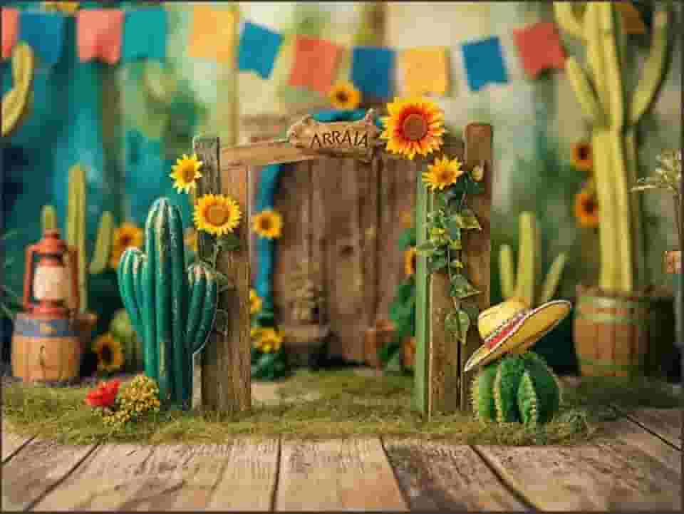 Fundo Fotográfico Cenário Tecido Festa Junina (FDFJN0059, 1,70x2,50m)