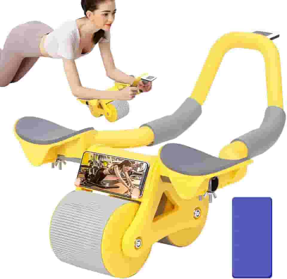 Roda abdominal de recuperação automática com temporizador e almofada de assistência, adequada para iniciantes.