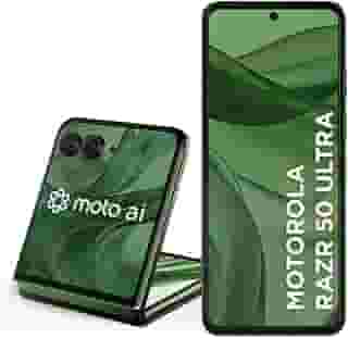 Smartphone Motorola Razr 50 Ultra - 512GB 24GB (12GB RAM+12GB Ram Boost) Tela dobrável 6,9' pOLED e externa 4' Moto AI camera IPX8 Forest Green - Silicon Leather