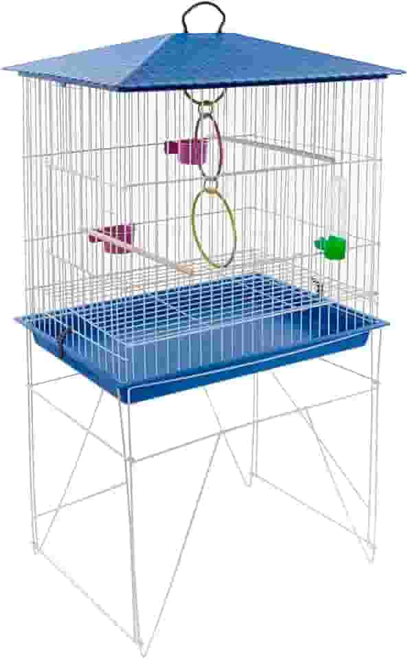 Viveiro Periquito Grande Calopsita Canário Agapornis Aves Epóxi Gaiola Acessórios Colorida (Azul)