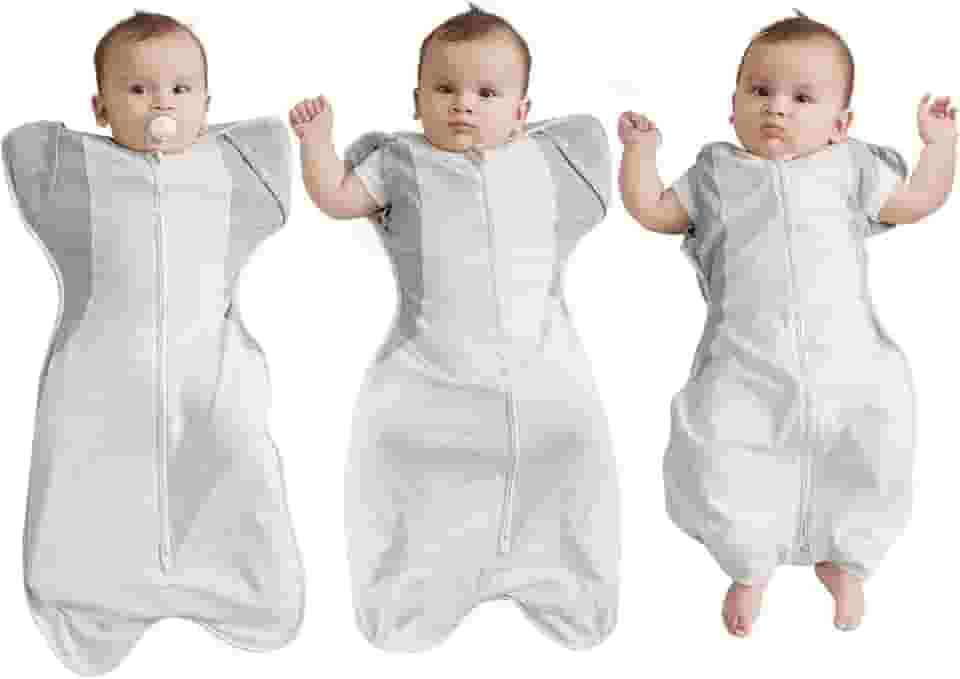 Swaddle Transition Baby 3-6 meses 5,4-8,2 kg, saco de dormir com braços para dentro/fora com zíper bidirecional, tecido absorvente de umidade, melhora o sono e ajuste confortável ajuda a acalmar o