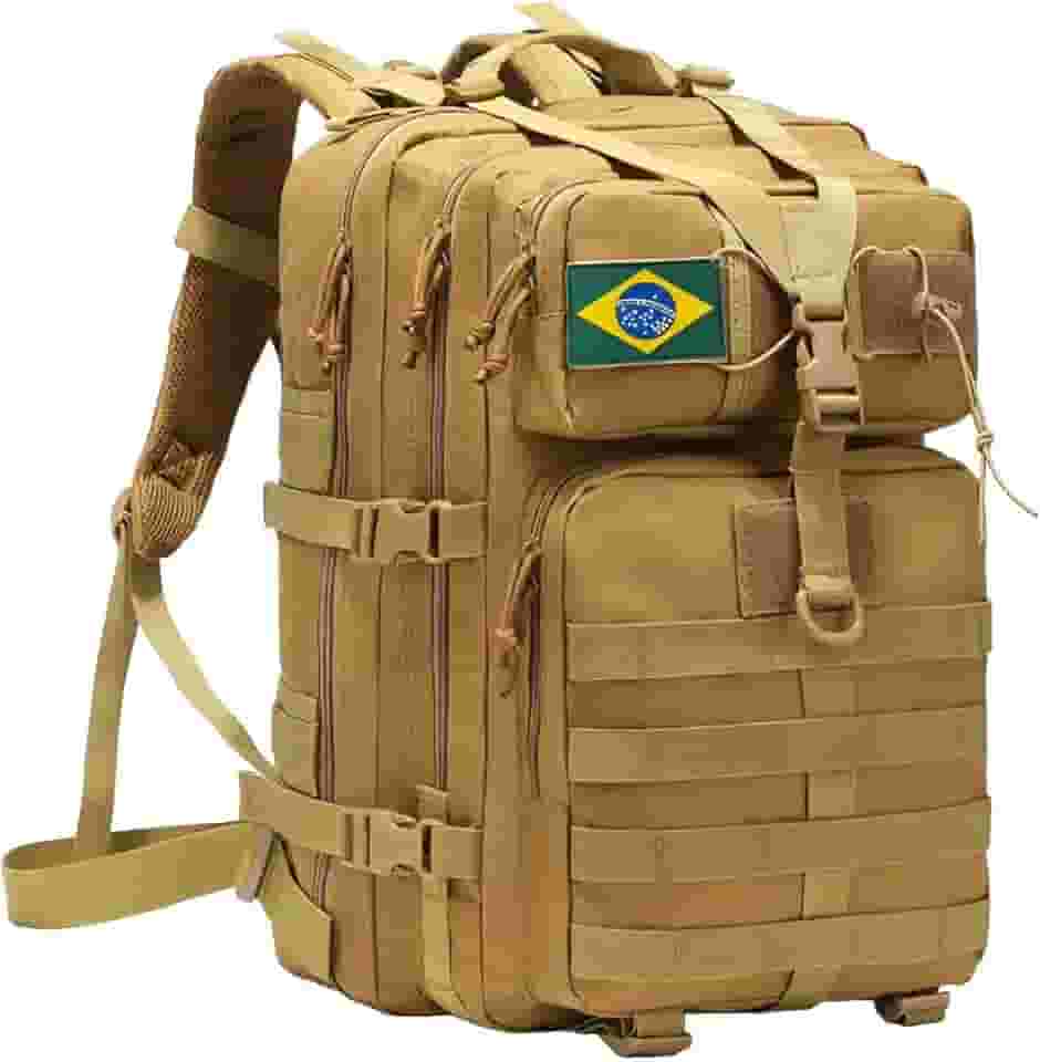 Mochila Tática Militar, 30 Litros, Impermeável, com 3 Compartimentos, Ideal para Camping, Viagens e Escola