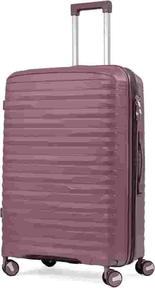 Mala De Viagem Média 23Kg Polipropileno 4 Rodas Duplas 360 Fibra Rígida Tamanho M Leve Resistente Para Despachar (ROXO, médio)