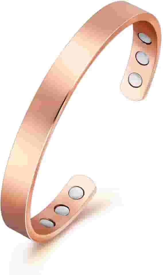 Watches go Pulseira de Cobre Magnético para Artrite; 6 Ímãs Embutidos; 99,9% Cobre Puro; Design Simples e Deslumbrante