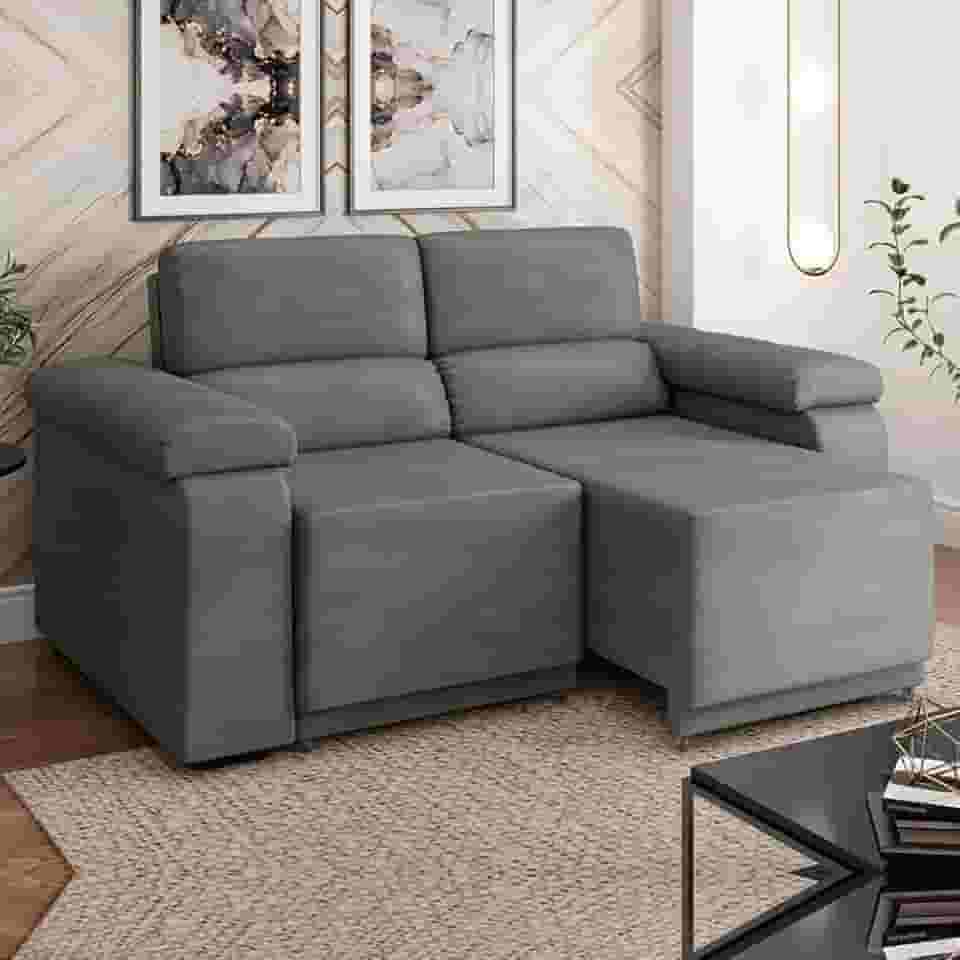 Sofá Retrátil Desmontável Suede 2 Lugares Fox (CINZA)