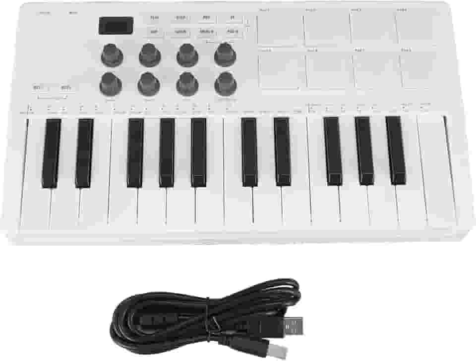 Controlador de teclado USB MIDI 25 teclado de controle midi com 8 mpc beat blocs 8 blocos de bateria iluminada 8 knobs atribuíveis software de produção musical