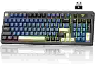 Hivento Teclado Mecânico, 2.4GHz/USB-C/BT5.0, Retroiluminação RGB,Layout ABNT2,Teclado Sem Fio Hot-Swappable com Botões, Bateria 4000mAh, Teclas PBT, Interruptores Vermelhos