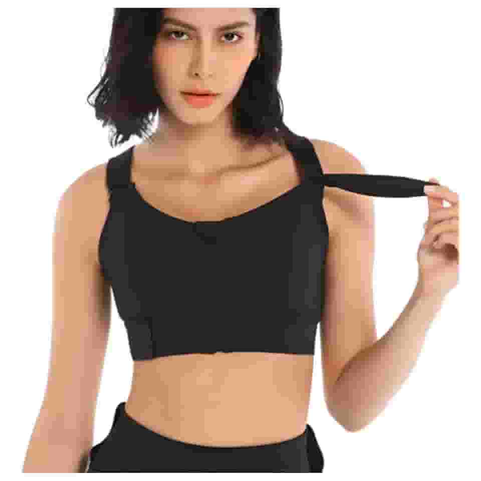 Top Fitness Feminino Academia Alta Sustentação e Compressão Reforçado Esportes Alto Impacto Corrida 3 Ajustes e Confortável Seguro Plus Size