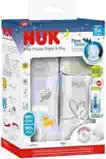 NUK Kit de Mamadeiras Anticólica Dia e Noite com Controle de Temperatura 300ml - Branca