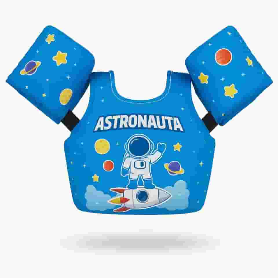 Boia Infantil Tipo Colete (Flutuador) Não Fura, Ajustável, Não-Inflável – Modelo Astronauta Azul