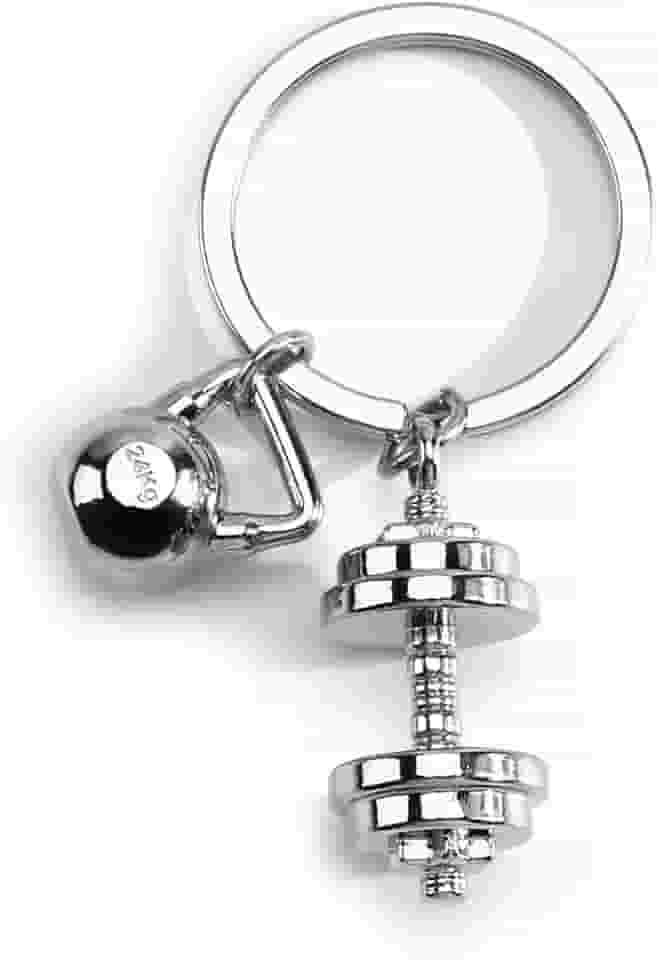 MUCOOS Chaveiro com haltere, chaveiro de academia para mulheres, homens, namorado, presente de treino para aniversário, Natal, clube, celebração