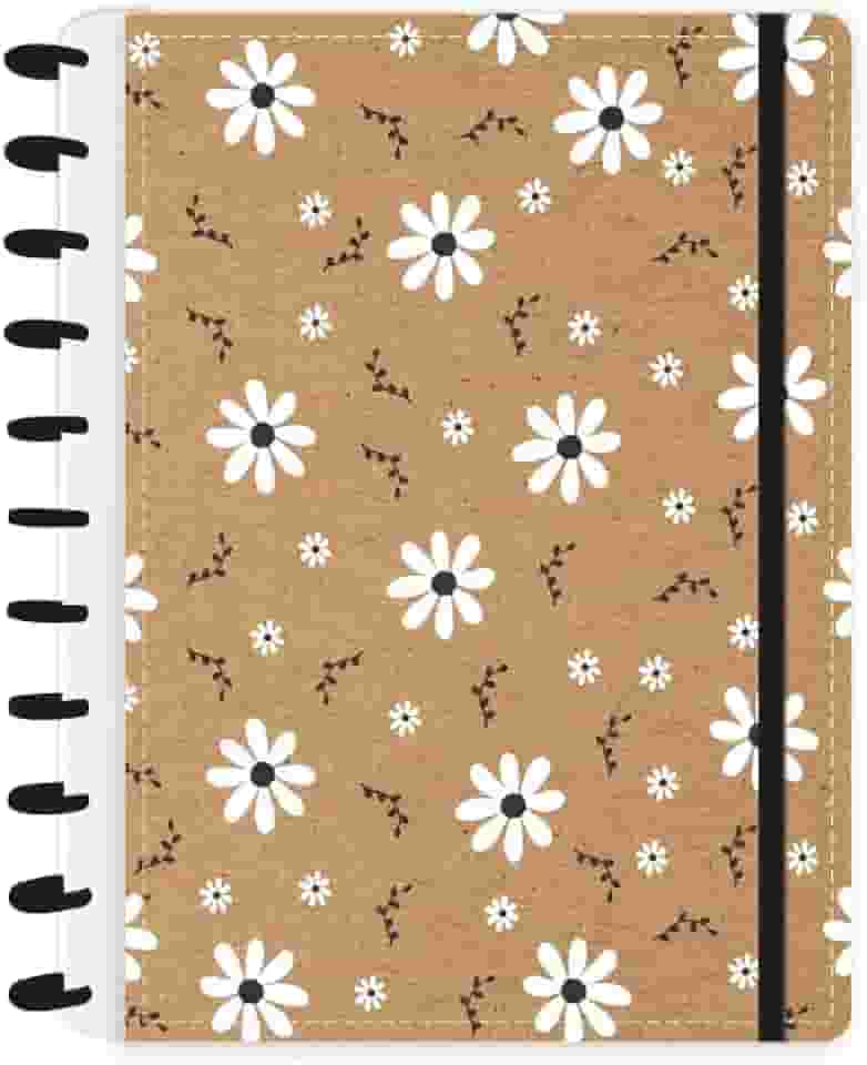 Caderno de Discos Capa Dura A4 Kraft Flores abyara graf (tipo caderno inteligente)