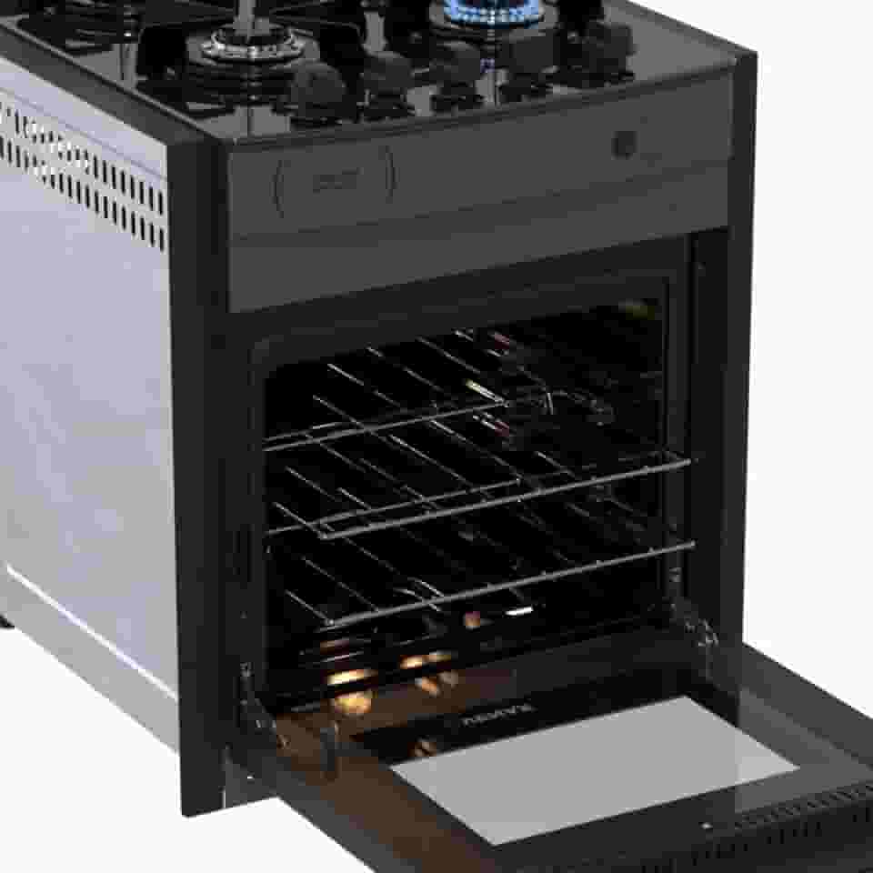 Fogao de Embutir 4 Bocas Venax Gaudi Prisma Vitreo Bl Grafite Gas Glp