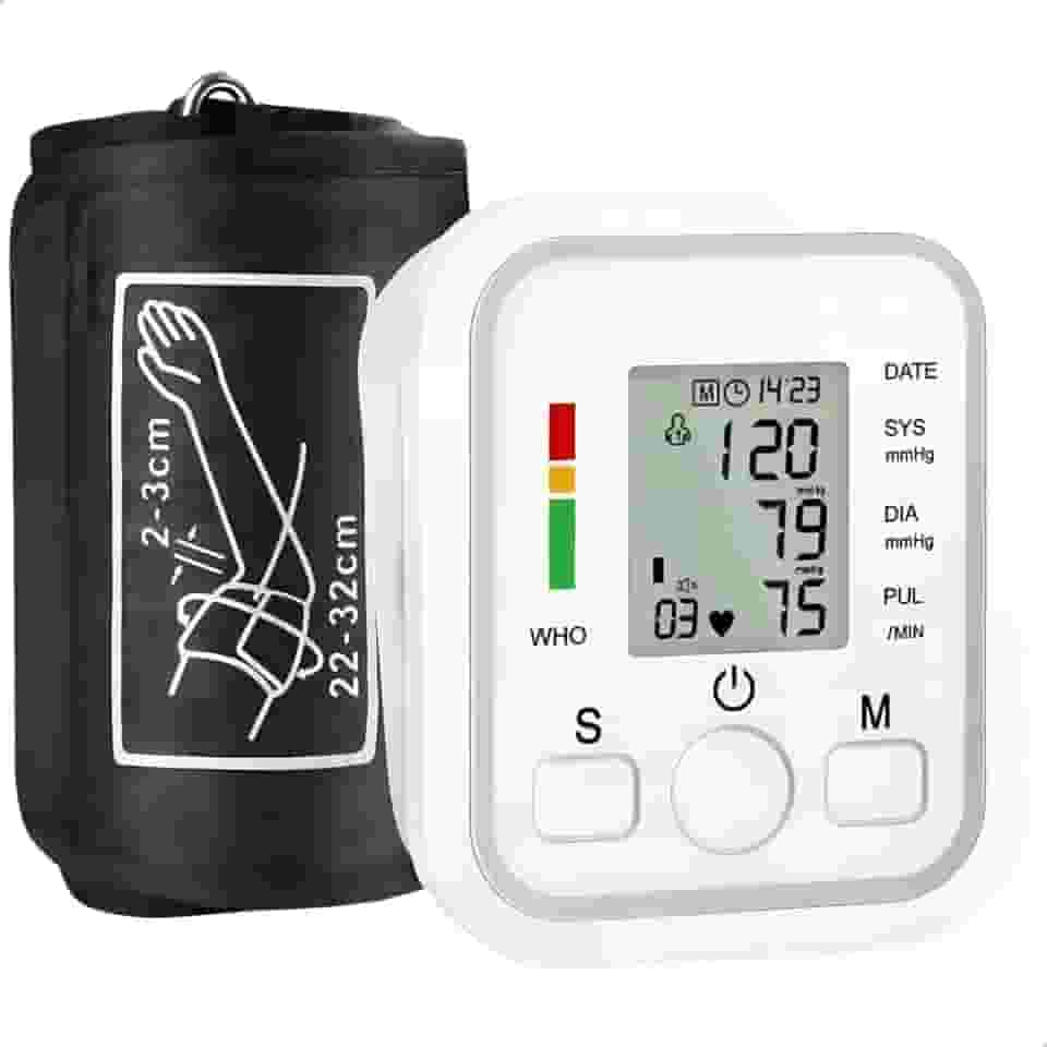 Medidor de Pressão Arterial Digital Automático de Braço com Voz em Português Portátil Detecta Hipertensão e Batimentos Irregulares PREMIUM