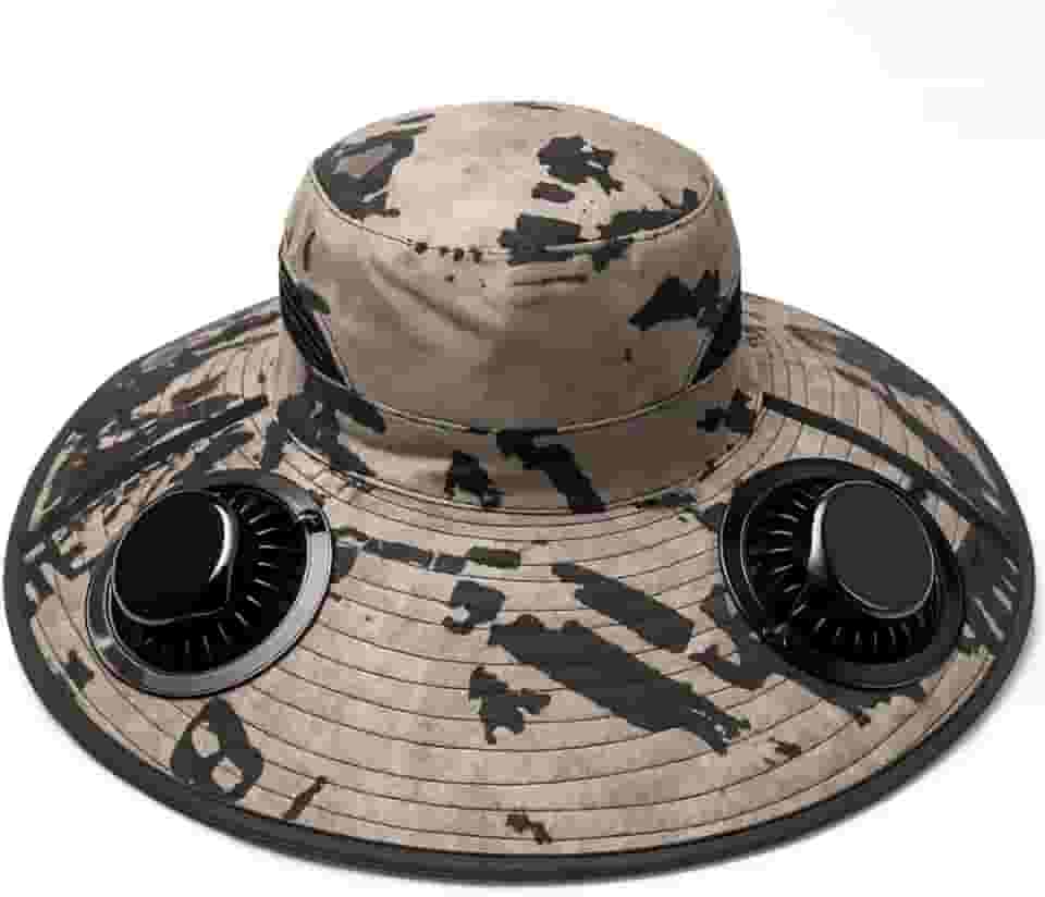 Chapéu com Ventilador Solar Recarregável 3 Velocidades – Proteção, Conforto e Frescor ao Ar Livre Aba Larga Cinza Premium