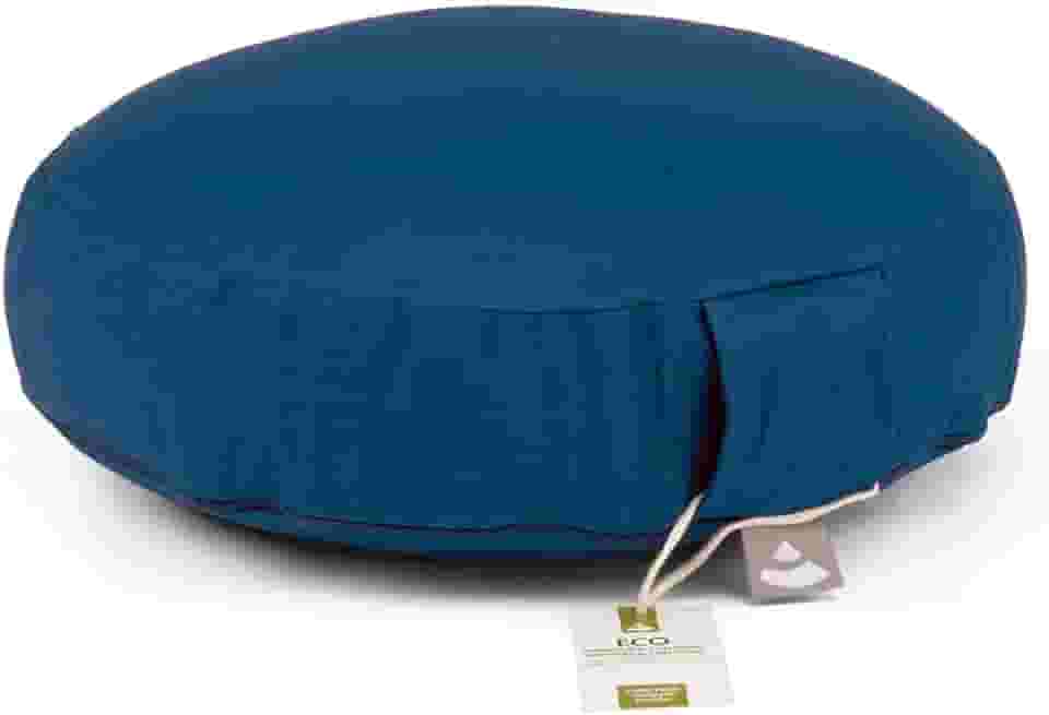YOGATERIA Bodhi Almofada de meditação Zafu Yoga | Zafu Rondo Premium Flat Eco | Almofada Puf de assento Yoga com recheio de Kapok/fibra de paina e capa em algodão eco 8cm x Ø 35 cm