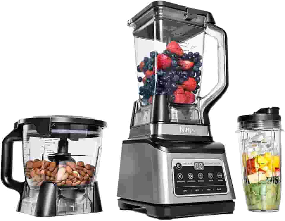 NINJA LIQUIDIFICADOR 1200 W, 5 Funções para Smoothies, Picar, Massa e Mais com Auto IQ, Jarra 2,2L, Jarra de Processador de 2L e 1 Copo para Levar, Preto