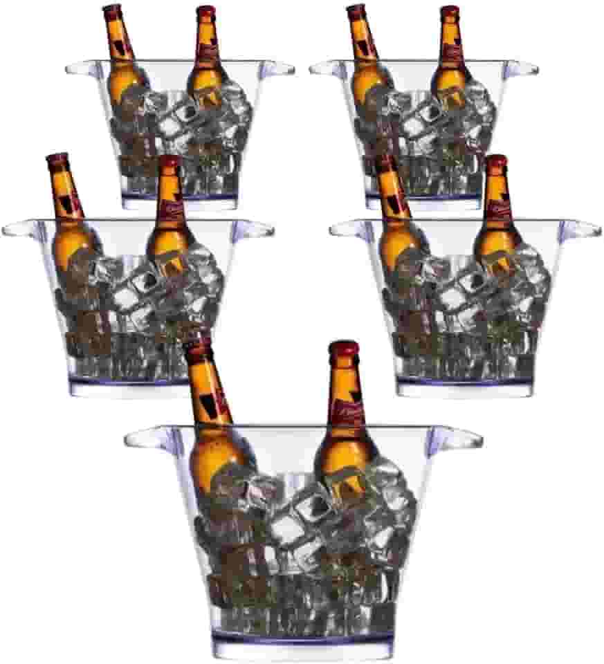 KIT 5 Baldes de Gelo 4L em Acrílico – Champanheira Elegante para Bebidas Cerveja Vinho Espumante