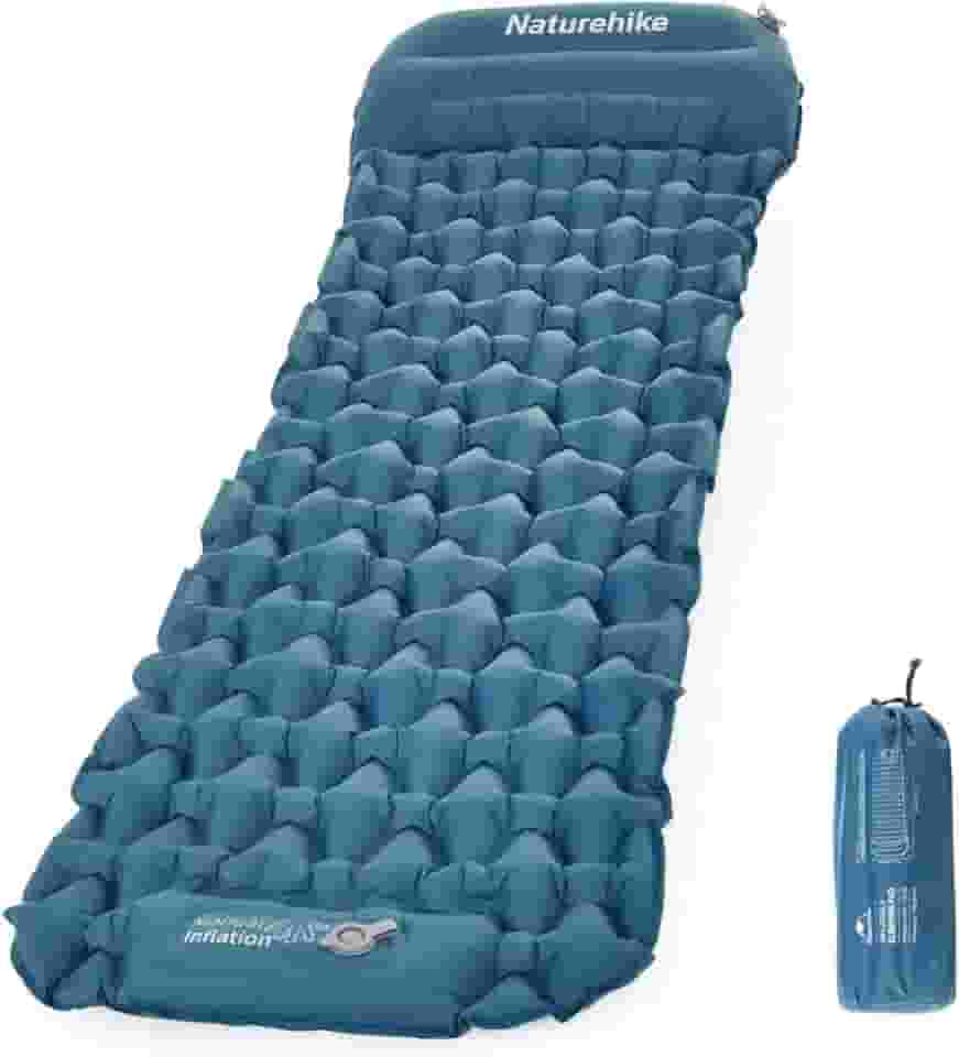 Isolante Inflável Naturehike FC-12 com Travesseiro e Bomba de Ar Embutida
