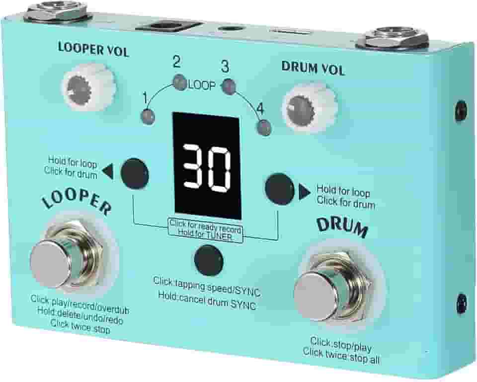 Domary M- Lost Tempo Effect Pedal Drum Looper Effector Mini 2-em-1 Ajustador de Alta Precisão Velocidade Ajustável para Músicos Liga de Zinco (Com ajuste de velocidade)