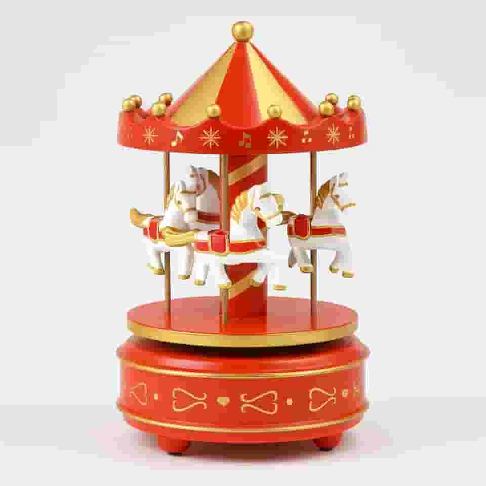 Caixinha Carrossel Musical A Corda Enfeite Decoração Para natal